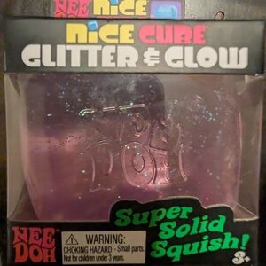 New in Box Nee Doh Nice Cube Glitter & Glow Squishy - Purple